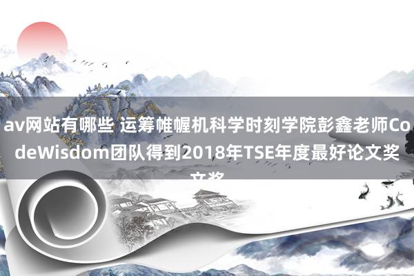av网站有哪些 运筹帷幄机科学时刻学院彭鑫老师CodeWisdom团队得到2018年TSE年度最好论文奖