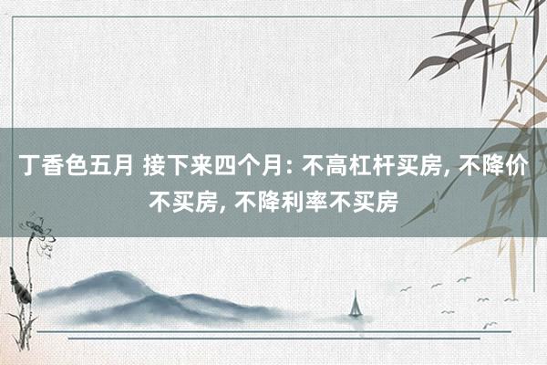 丁香色五月 接下来四个月: 不高杠杆买房， 不降价不买房， 不降利率不买房