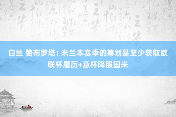 白丝 赞布罗塔: 米兰本赛季的筹划是至少获取欧联杯履历+意杯降服国米
